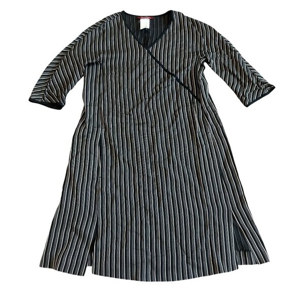 MaxMara Studio Striped Dress Crossover Retro Y2K 3/4 Sleeves Size 8 Women's - Picture 1 of 13